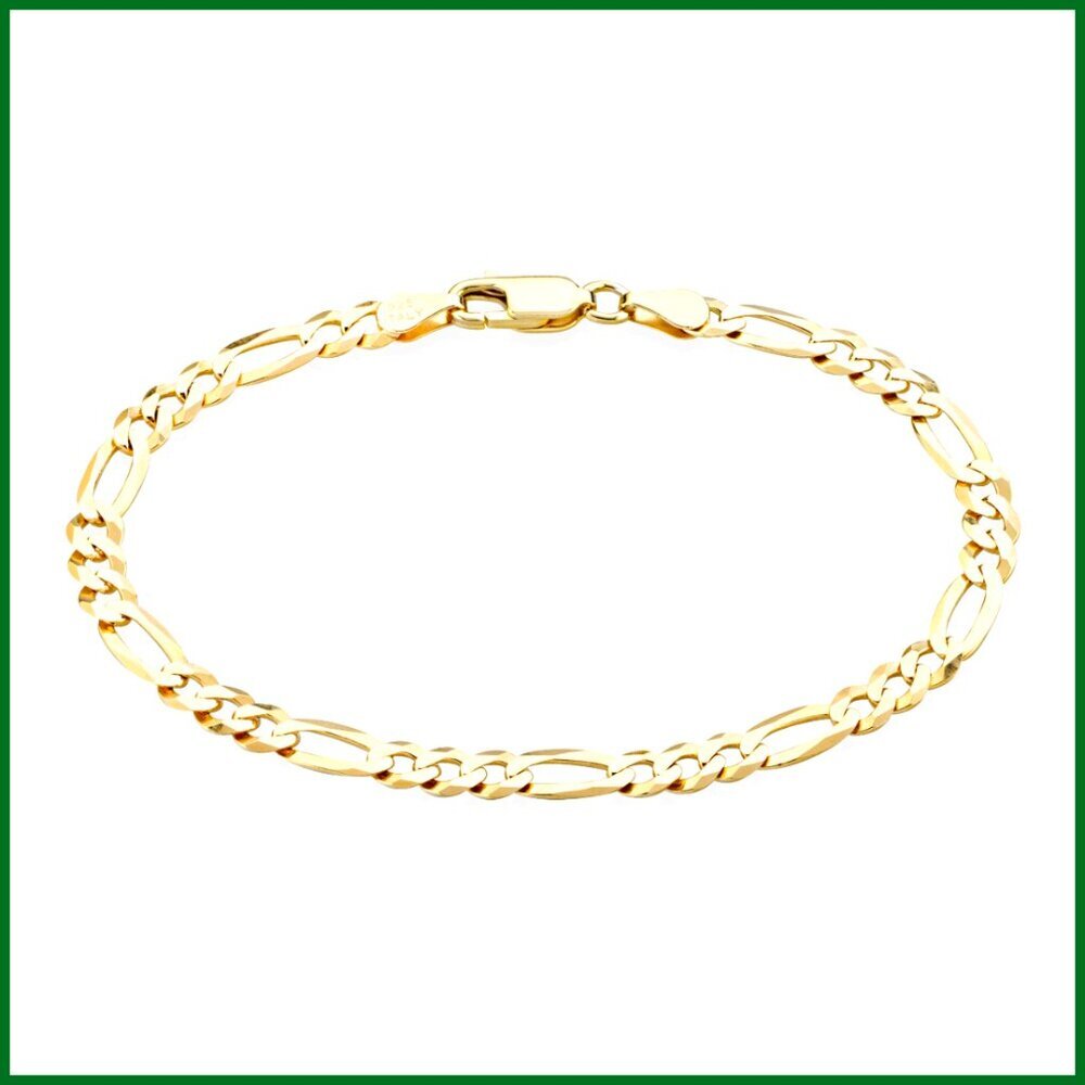 18K Gold Plated Sterling Silver Figaro Chain Bracelet 5mm